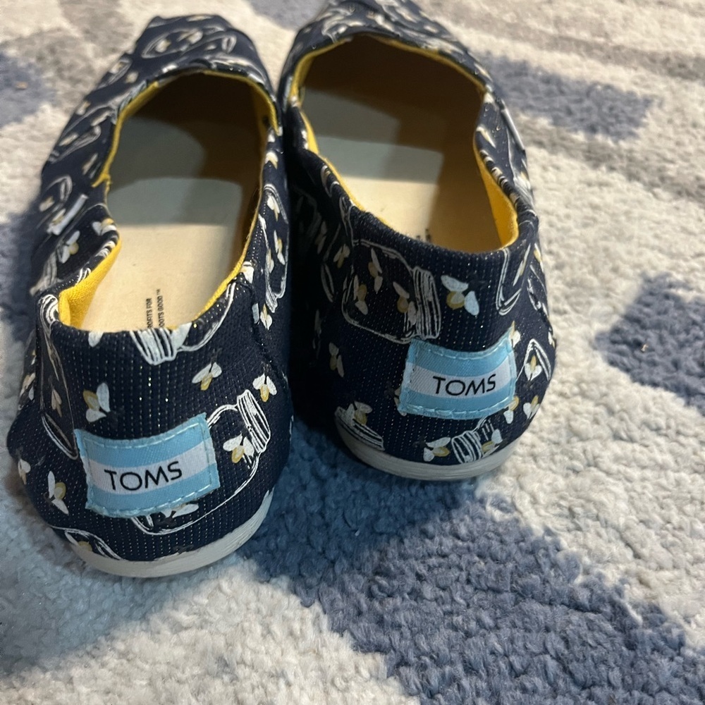Toms Black and Yellow Bee Print Slip-Ons - Picture 3 of 6